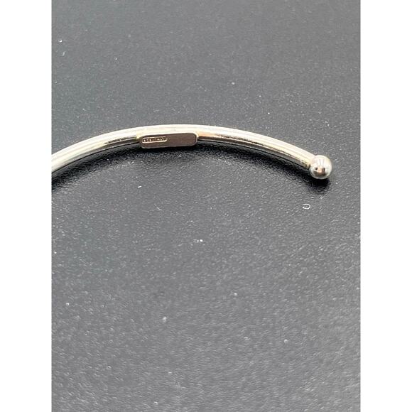 Sterling Silver 925 Mesh Center Bead and Ball Ends Bracelet Cuff - Picture 10 of 10